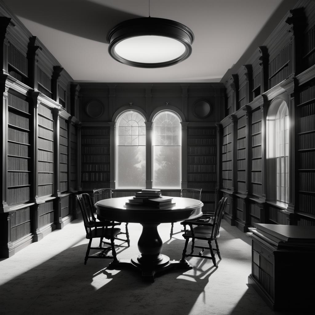 19th Century Library in Moonlight