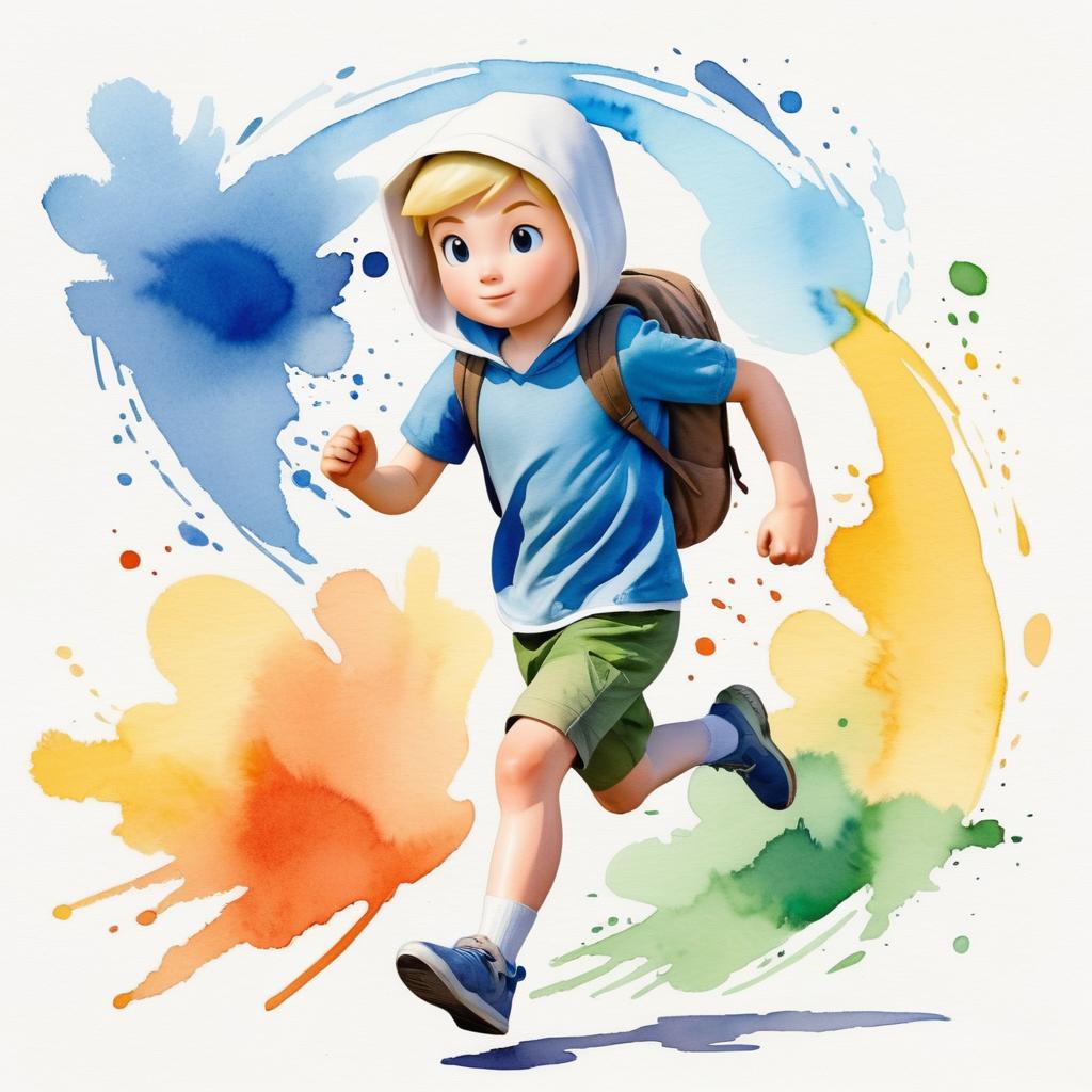 Playful Watercolor Art of Finn the Human