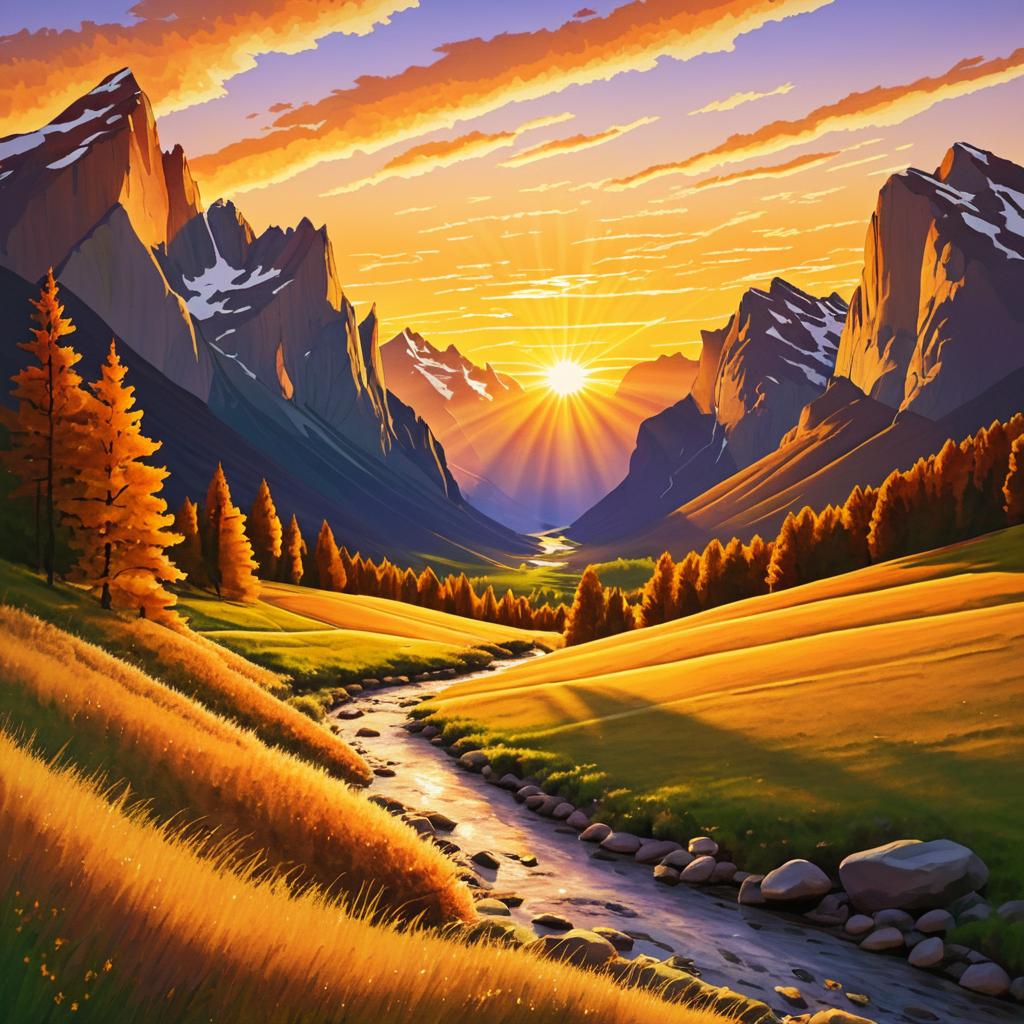 Serene Sunset Over Colorful Mountains