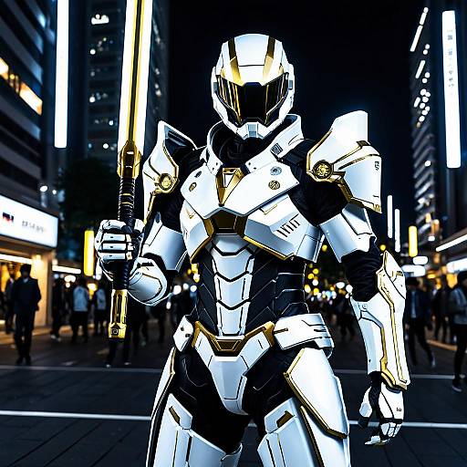 Sleek Android Guardian in Urban Night