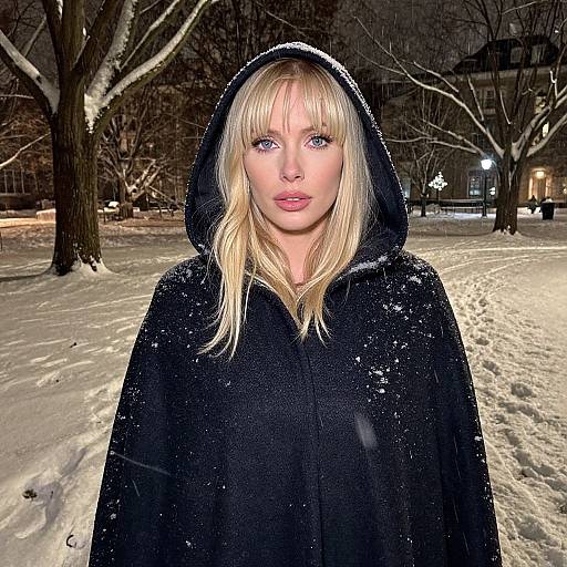 HDR Portrait of Woman in Snowy Park