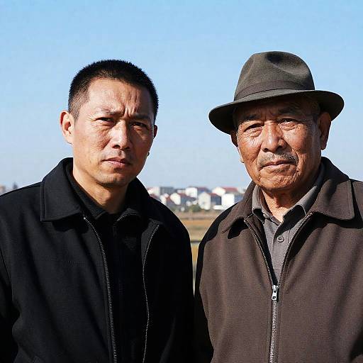 Serious Men Portrait Outdoors