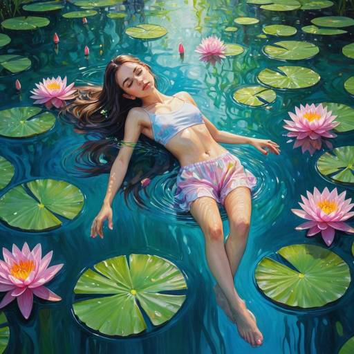 Girl Floating Among Waterlilies