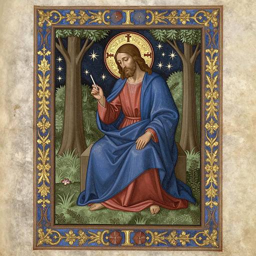 Illuminated Jesus in Gethsemane Scene