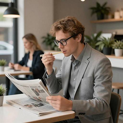 Cafe Scene with Man and Woman