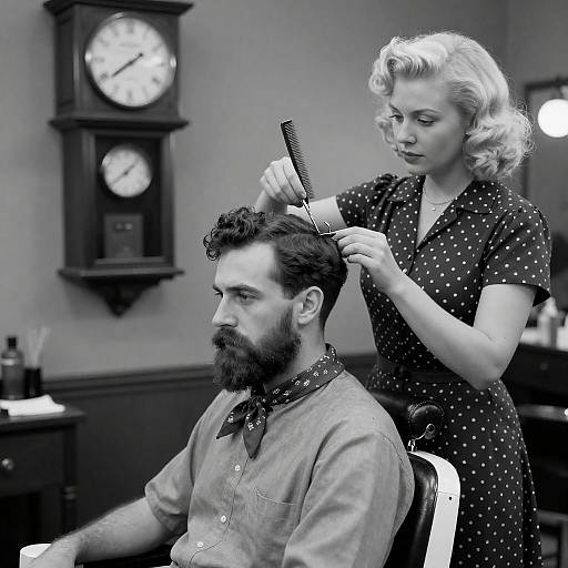 Vintage 1930s Barber Shop Portrait