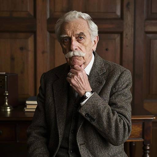 Thoughtful Elderly Man in Rustic Study