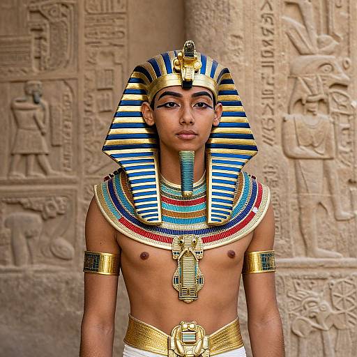 Young Pharaoh in Vibrant Royal Attire