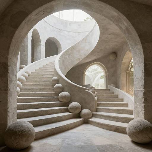 Spiraling Stone Steps Through Archways