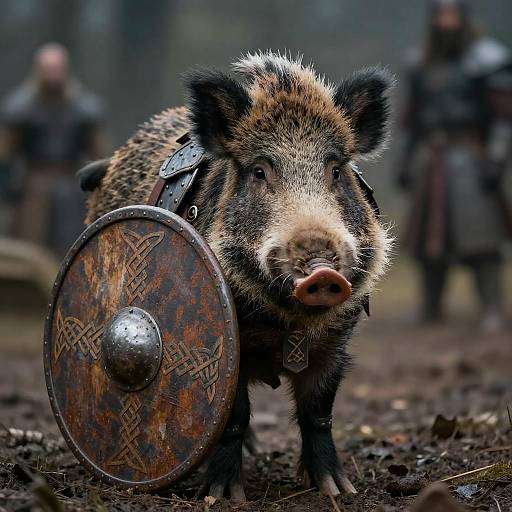 Viking Warrior Wild Boar with Shield