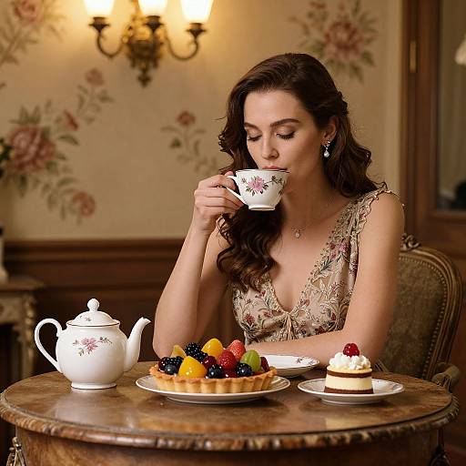 Elegant Woman Tea Time Scene