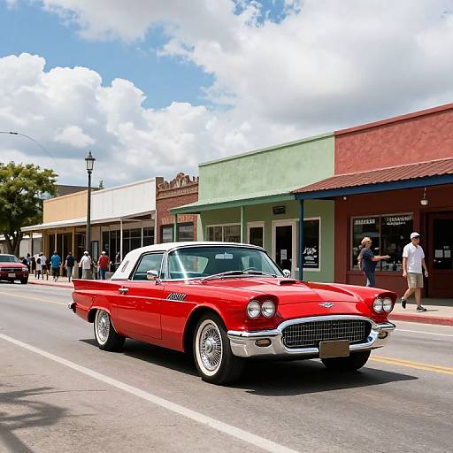 Vintage Red Ford Thunderbird Cruise