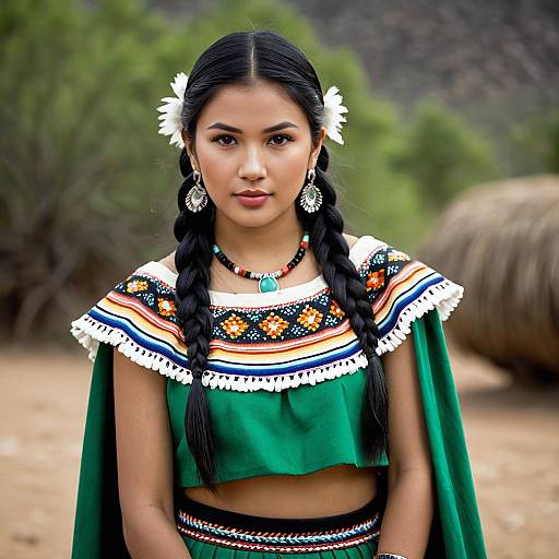 Young Woman in Traditional Mexican Costume