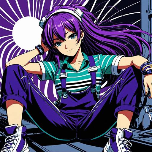 Vibrant Anime Mechanic Girl Sitting Relaxed