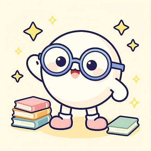 Vintage Cute Character with Books