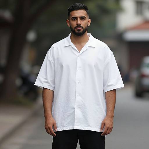 Mature Man in Oversized Fashion Shirt