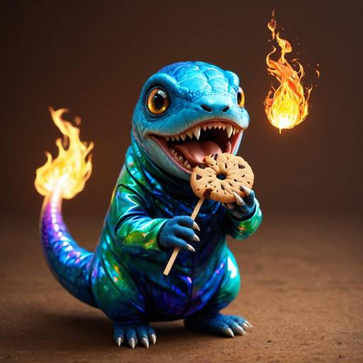 Flame-Infused Creature Enjoying a Cookie Flame-Infused Creature Enjoying a Cookie