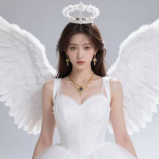 Elegant Female Angel with White Wings