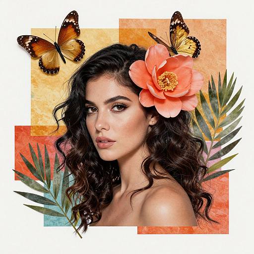 Vibrant Mixed Media Woman Collage