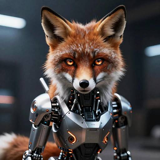 Sly Futuristic Cybernetic Fox Portrait