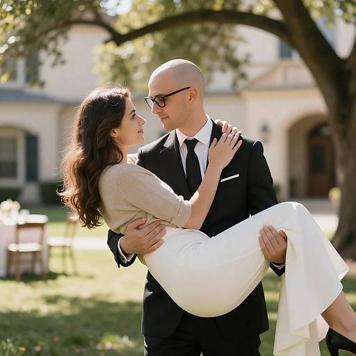 Intimate Outdoor Embrace in Sunlight