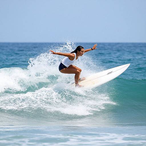 Graceful Woman Surfing Ocean Waves
