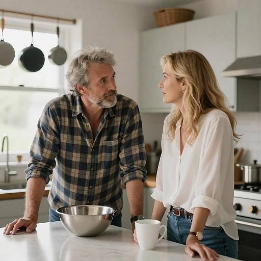 Intimate Kitchen Conversation Scene