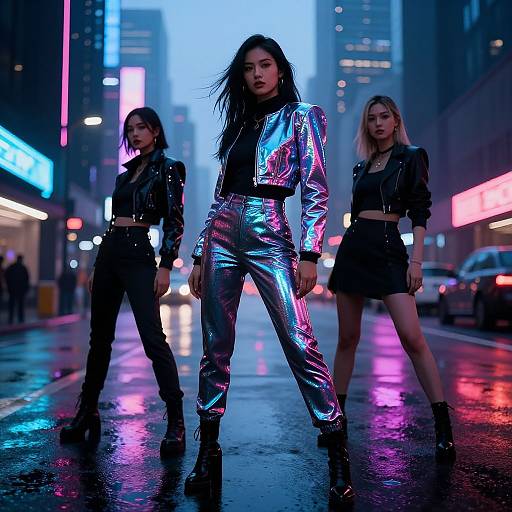 Cyberpunk Girls in Neon Cityscape