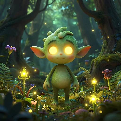 Mischievous Green Forest Sprite