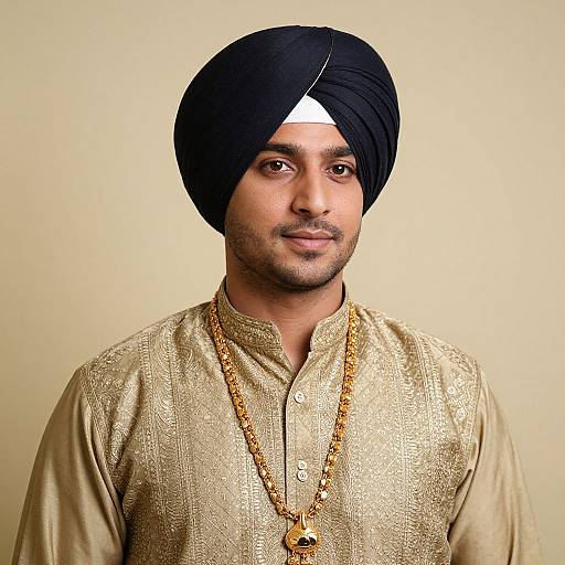 Close-Up of Man in Punjabi Turban