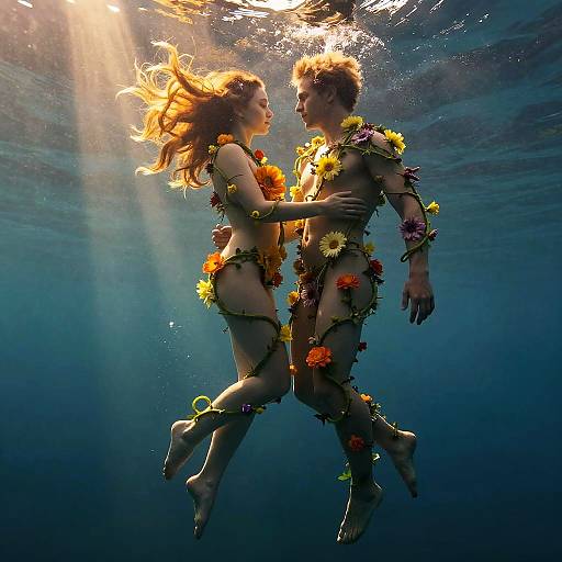 Interconnected Human Bodies with Floral Vines