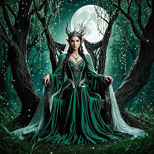Majestic Elf Queen on Willow Throne