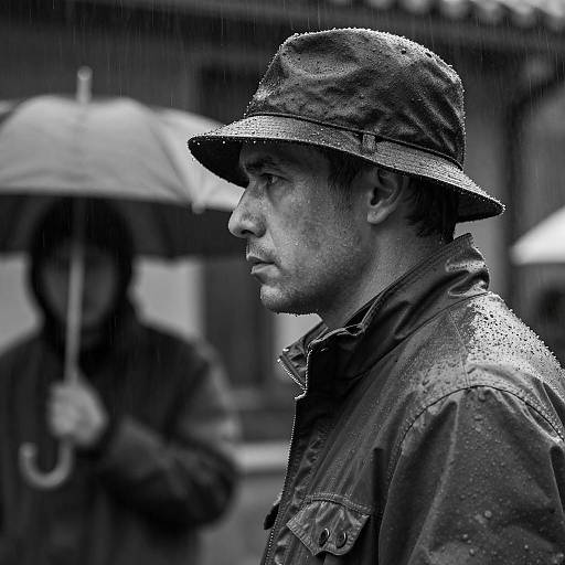 Moody Rainy Day Portrait in Black and White