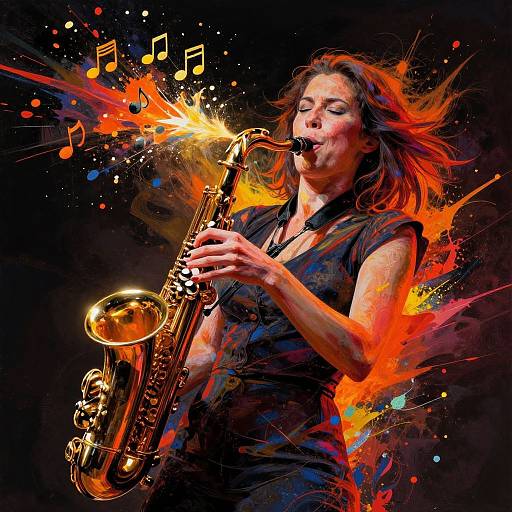 Vibrant Saxophone Player in Motion