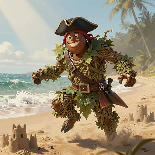 Cheerful Acorn Guardian on Sunny Beach