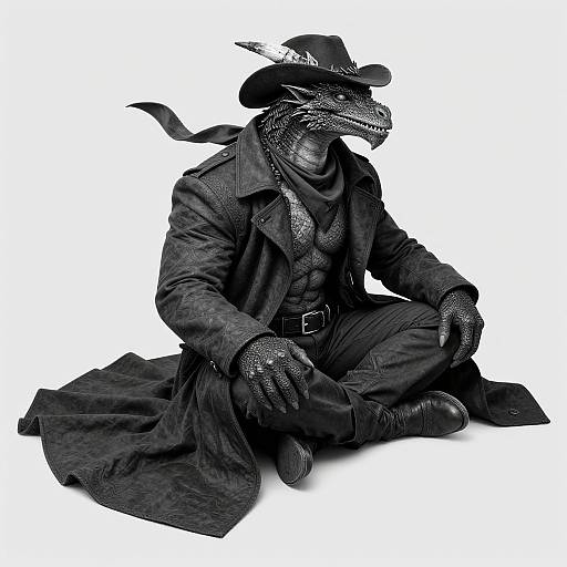 Muscular Western Dragon Anthro Cowboy