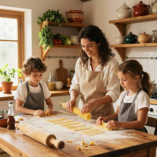 Homemade Pasta in Rustic Italian Kitchen