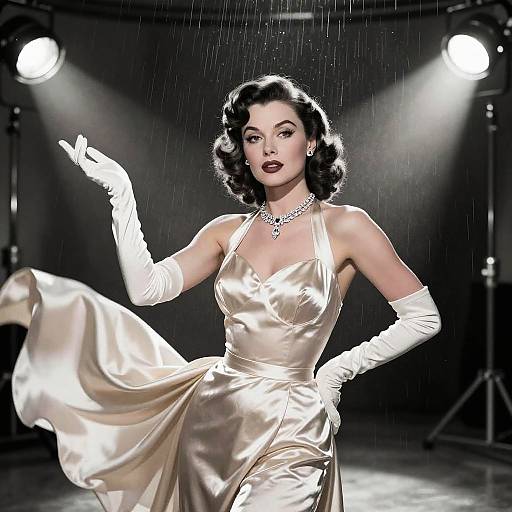 Vintage Hollywood Glamour in Satin Dress
