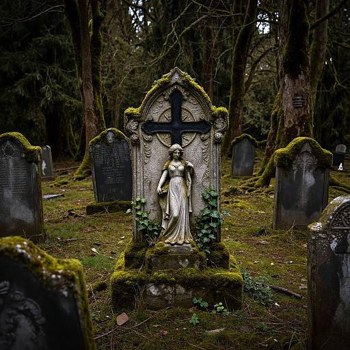 Eerie Victorian Graveyard in Mossy Forest