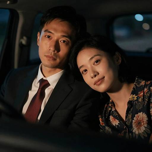 Intimate Nighttime Car Portrait of Couple