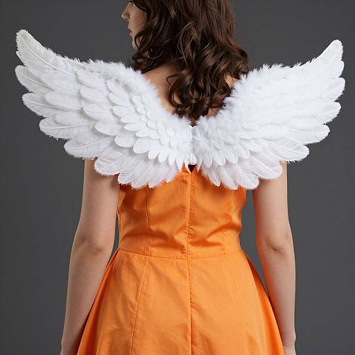 Close-Up Woman in Wings Costume