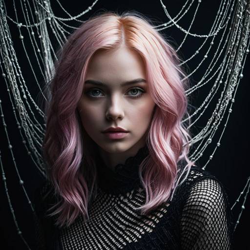 Portrait of Young Woman with Pastel Pink Hair