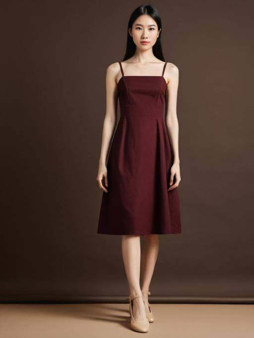 Chic Maroon A-Line Dress Fashion Style