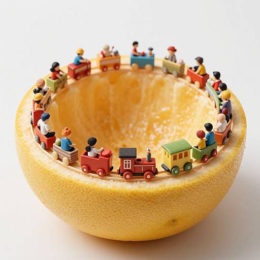 Toy Train Circling Fruit Rind