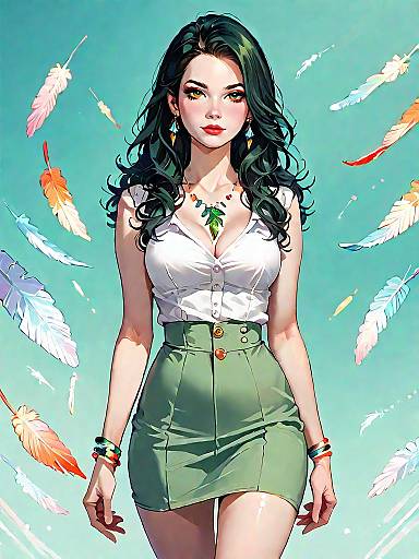 Stylish Bohemian Woman in Full Body Shot