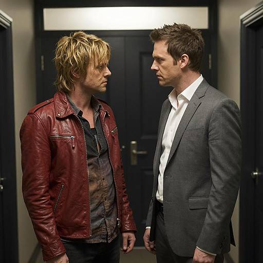 Intense Encounter in Dim Hallway