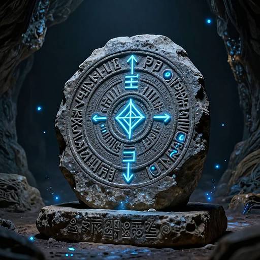 Mystical Stoneplate Artifact with Runes