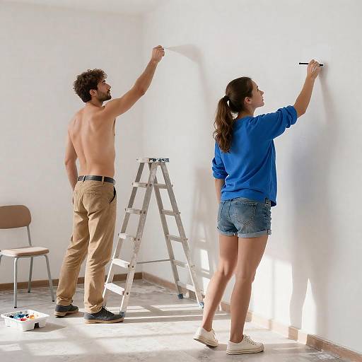 Indoor Painting Scene with Focused Artists