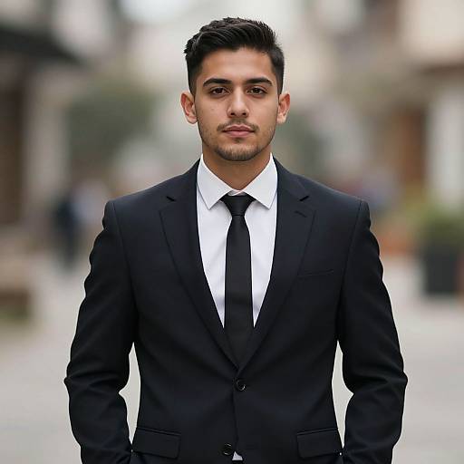 Winter Groom in Formal Black Suit