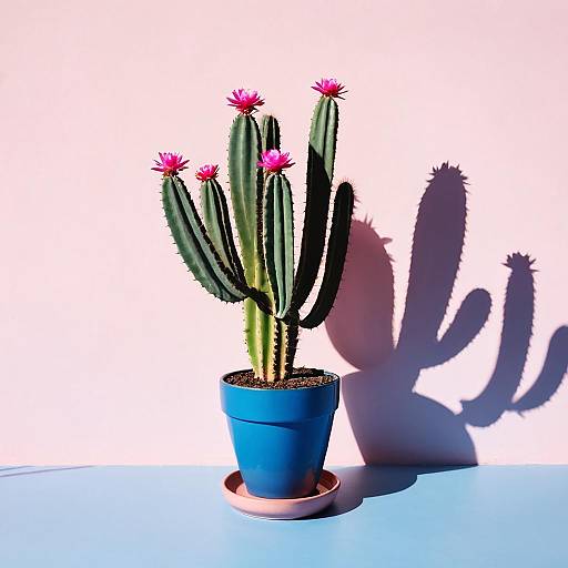 Pink Still Life: Potted Plants & Food